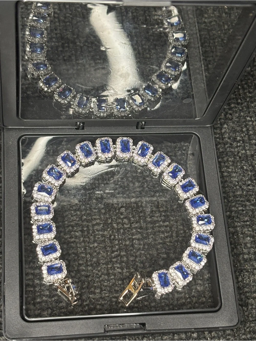Blue Crystal Tennis Necklace - Designer Style Women's Jewelry